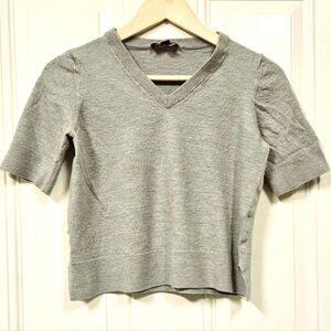 Ann taylor 100% superfine merino wool women's v-neck blouse grey size xs